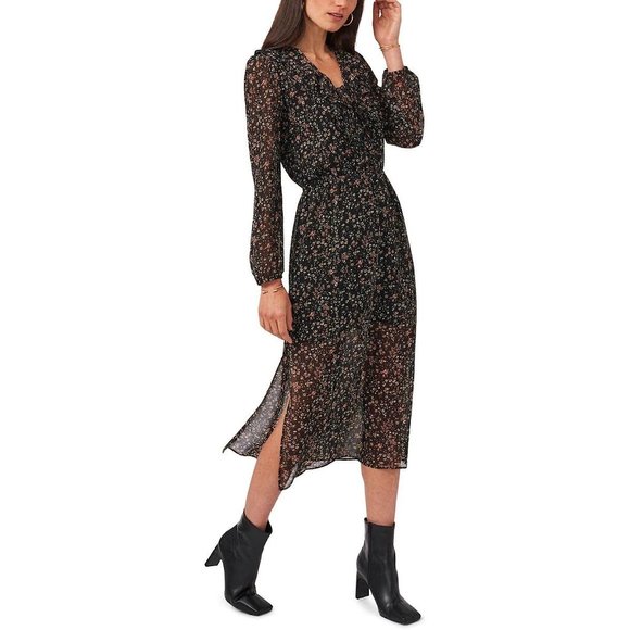 1. STATE Floral Long Maxi Dress in Black- Size Medium - NWT - Picture 1 of 2